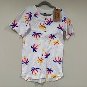 APPAMAN Kids Clubhouse Palm Tree Print Henley Shirt Size 10 New